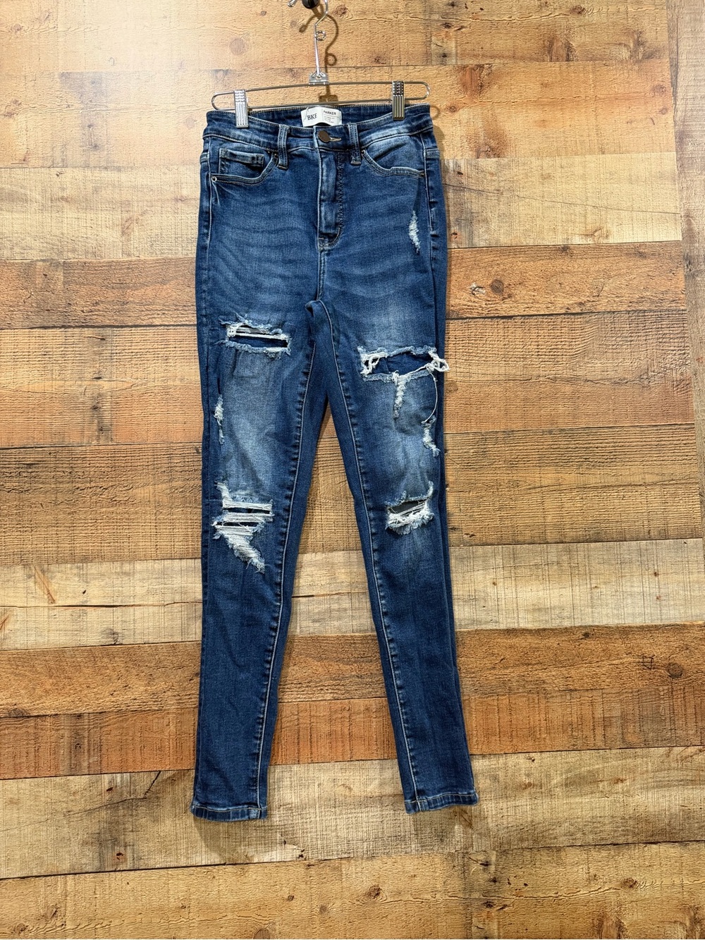 BKE Parker Buckle Universal Fit High Rise Distressed Ankle Skinny Jeans Size 24
